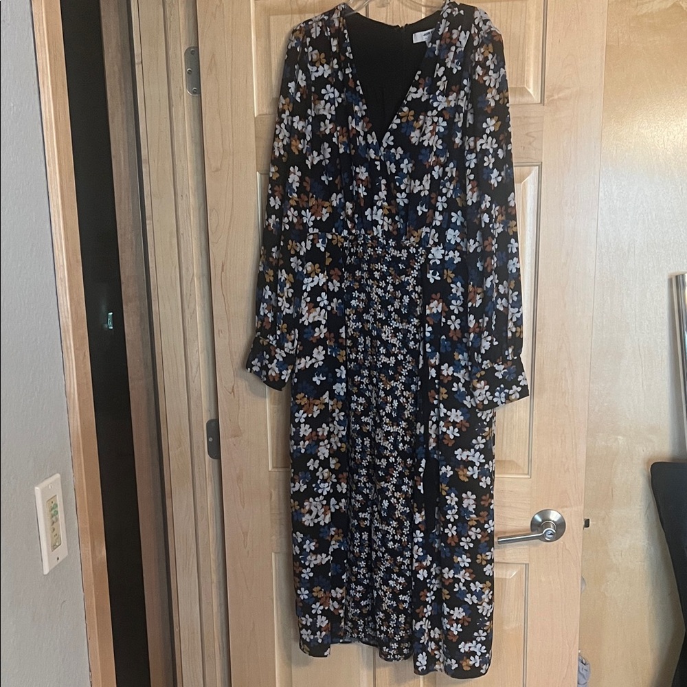 Jason Wu Black Floral Long Sleeve Dress